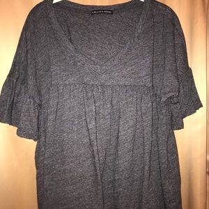 Ruffled Grey Short Sleeved Shirt